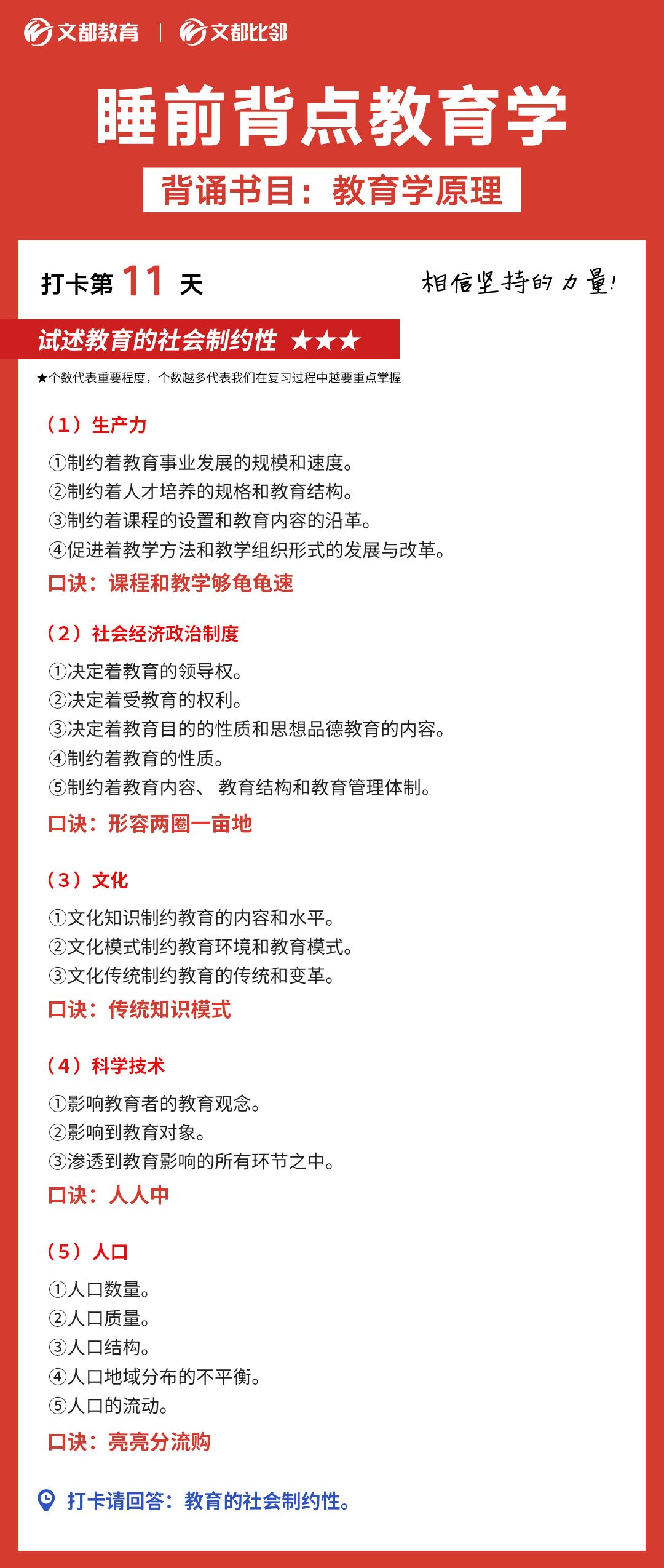 睡前背點(diǎn)教育學(xué)之陜西文都考研：教育的社會(huì)制約