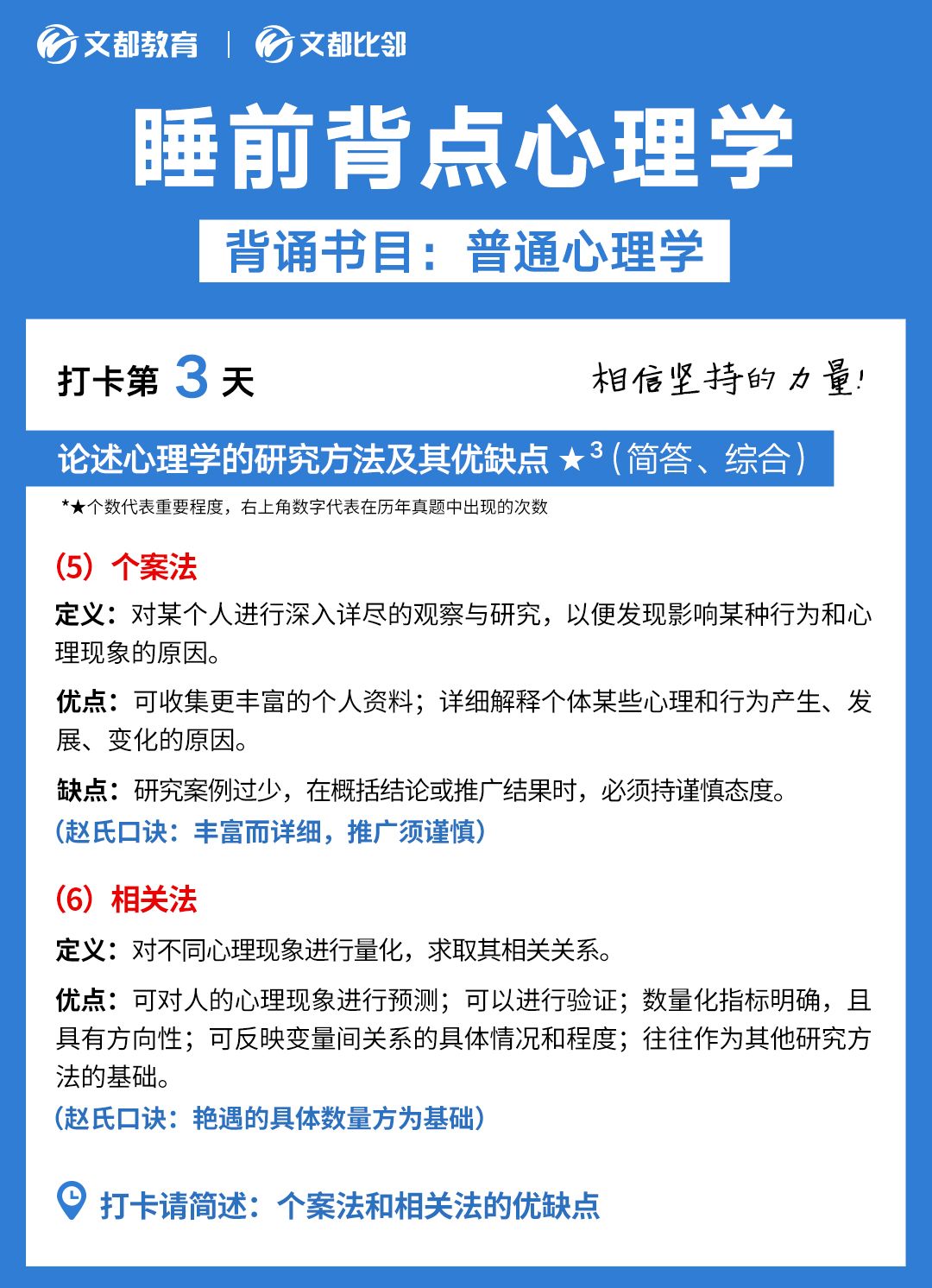 睡前背點心理學之文都考研：和案法和相關法的優缺點